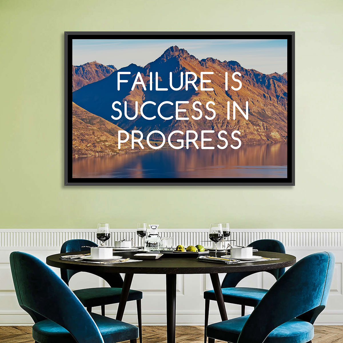 Failure Is Success in Progress Wall Art in a room, landscape