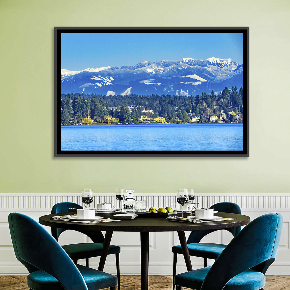 Lake Washington Snow-capped Peaks Wall Art