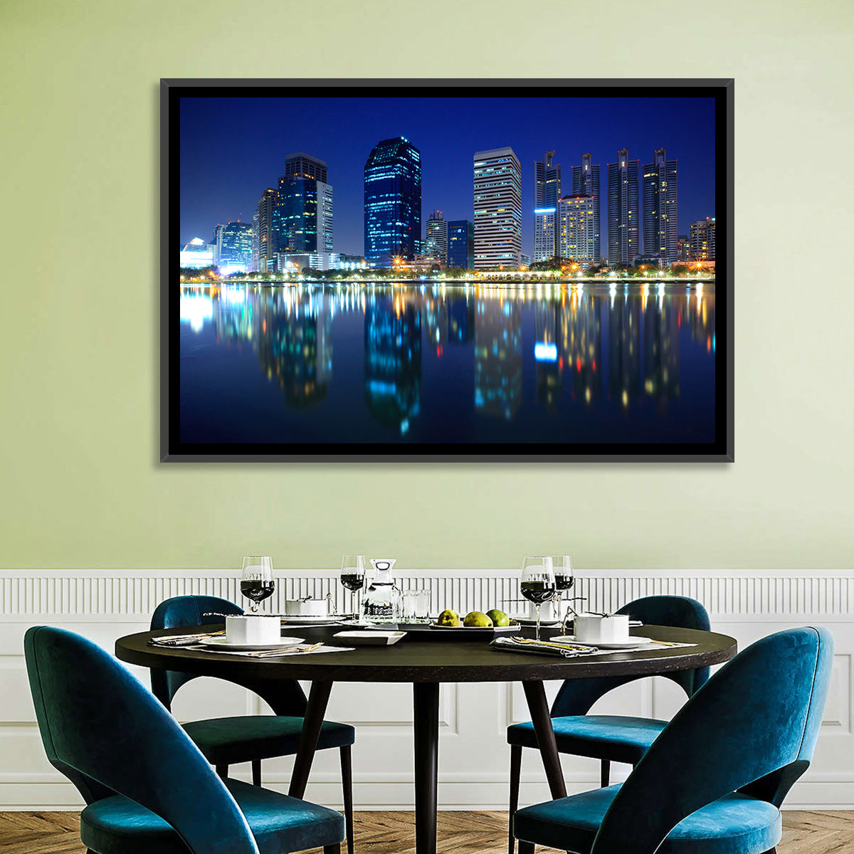 Benjakitti Park Night Skyline Wall Art