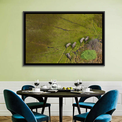 Aerial Herd of Elephants Wall Art