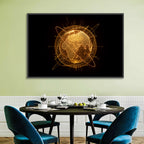 Golden Hologram Globe Wall Art