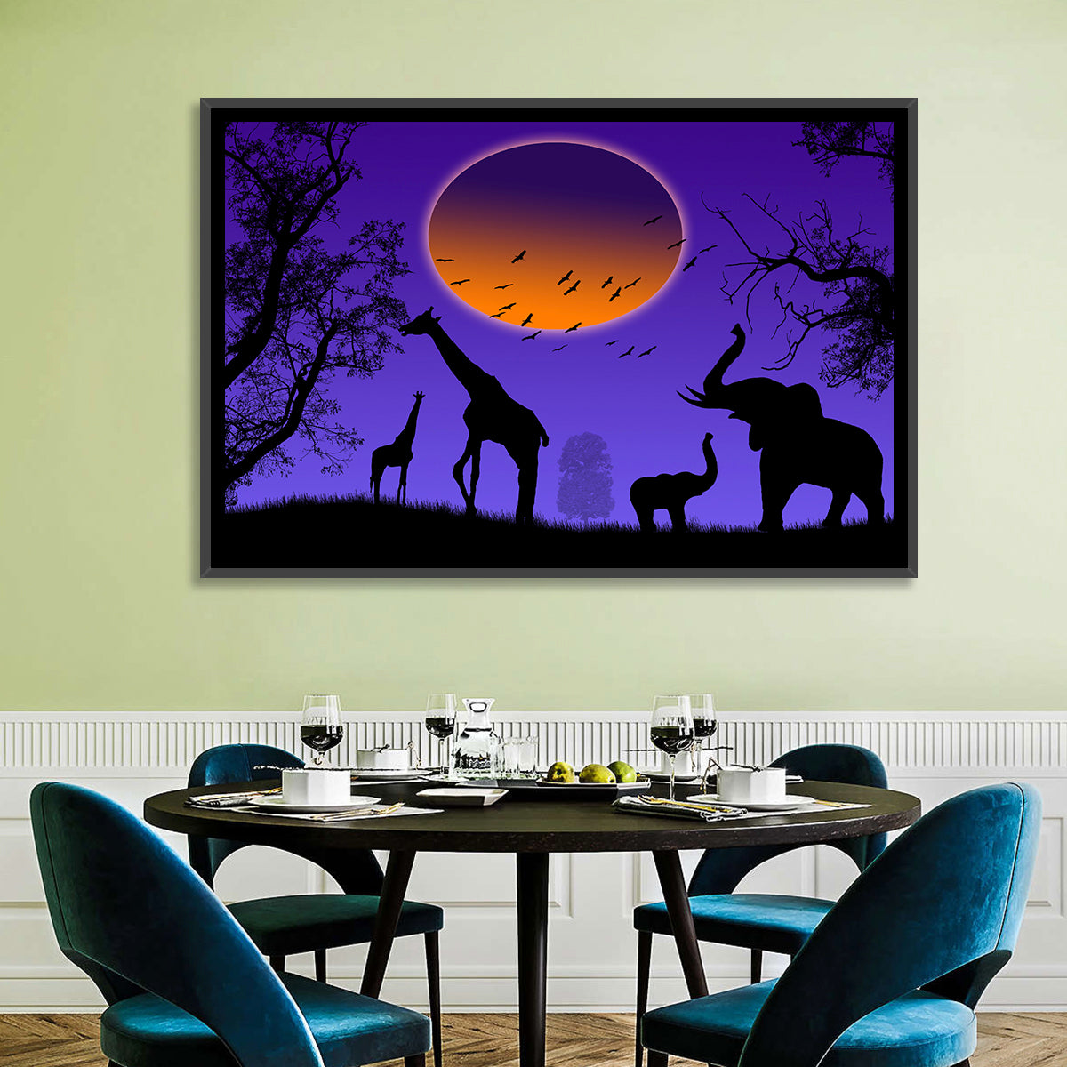 Sunset Savannah Silhouette Wall Art
