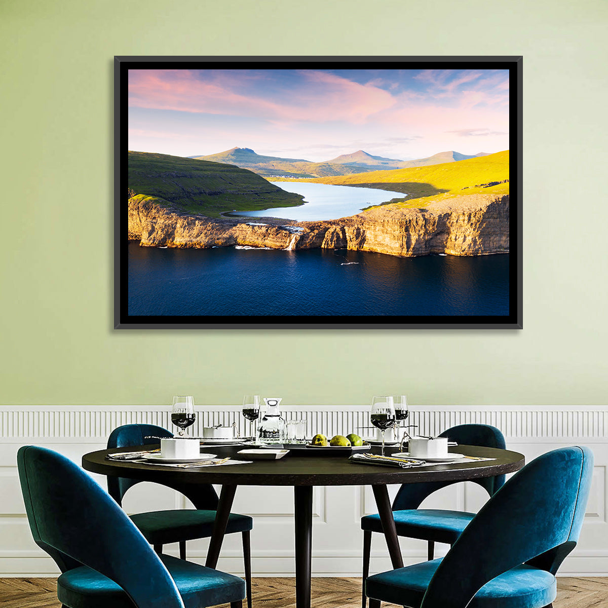 Sørvágsvatn Cliffs at Golden Hour Wall Art