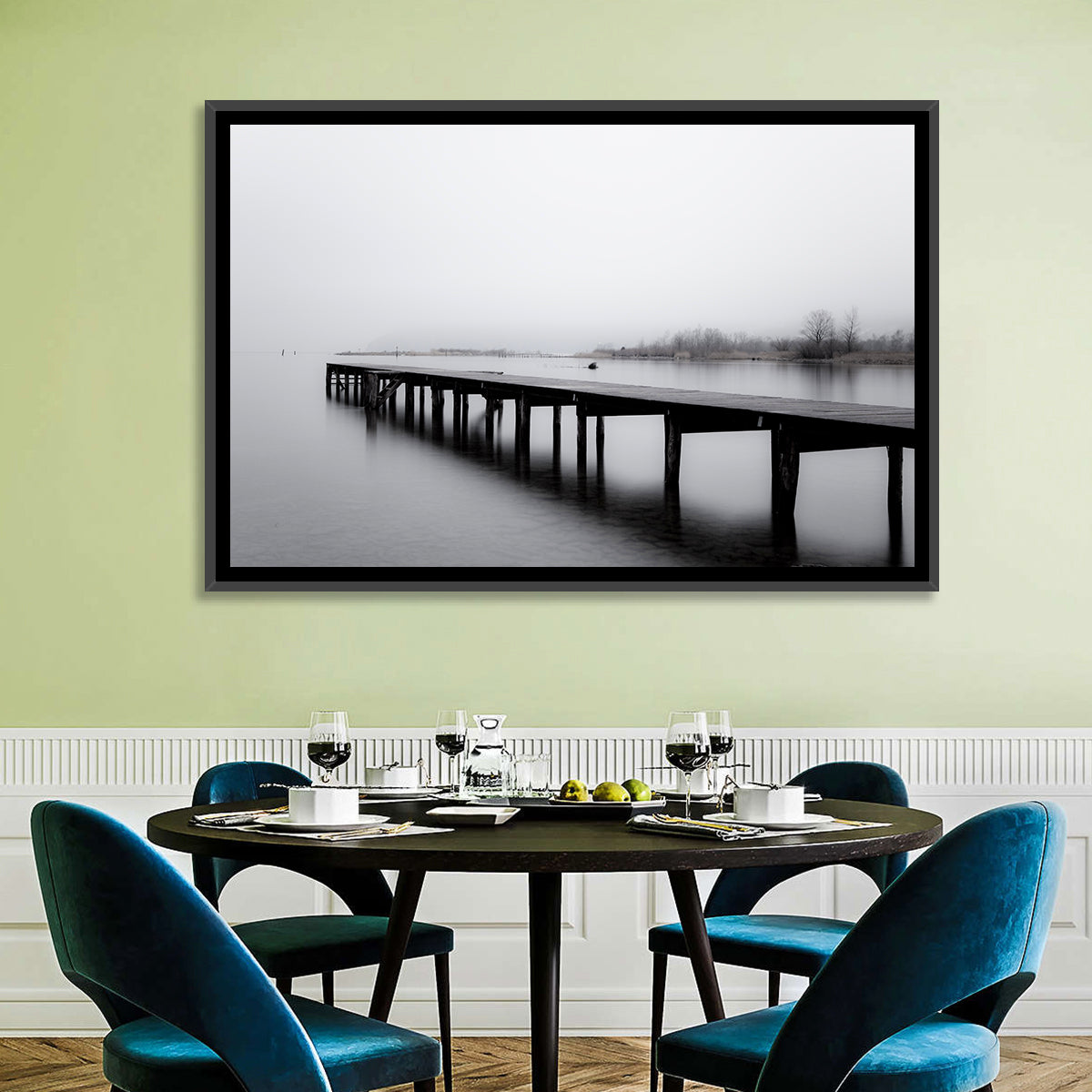 Misty Lake Jetty Wall Art