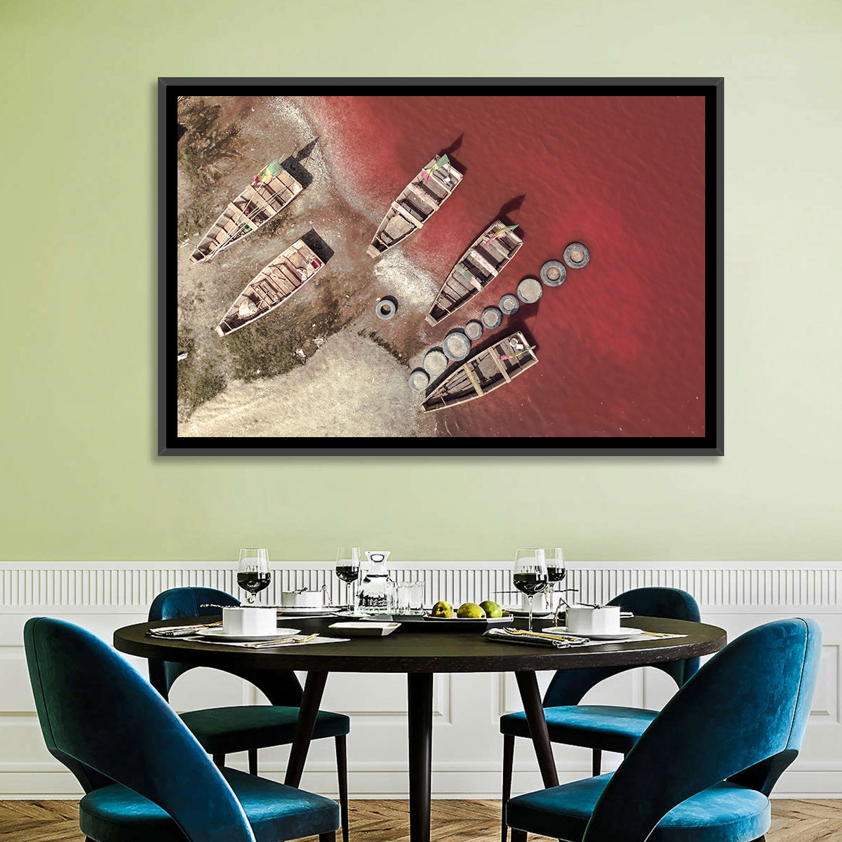 Wooden Boats on Lake Retba Wall Art