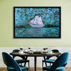 White Sailboat Reflection Wall Art