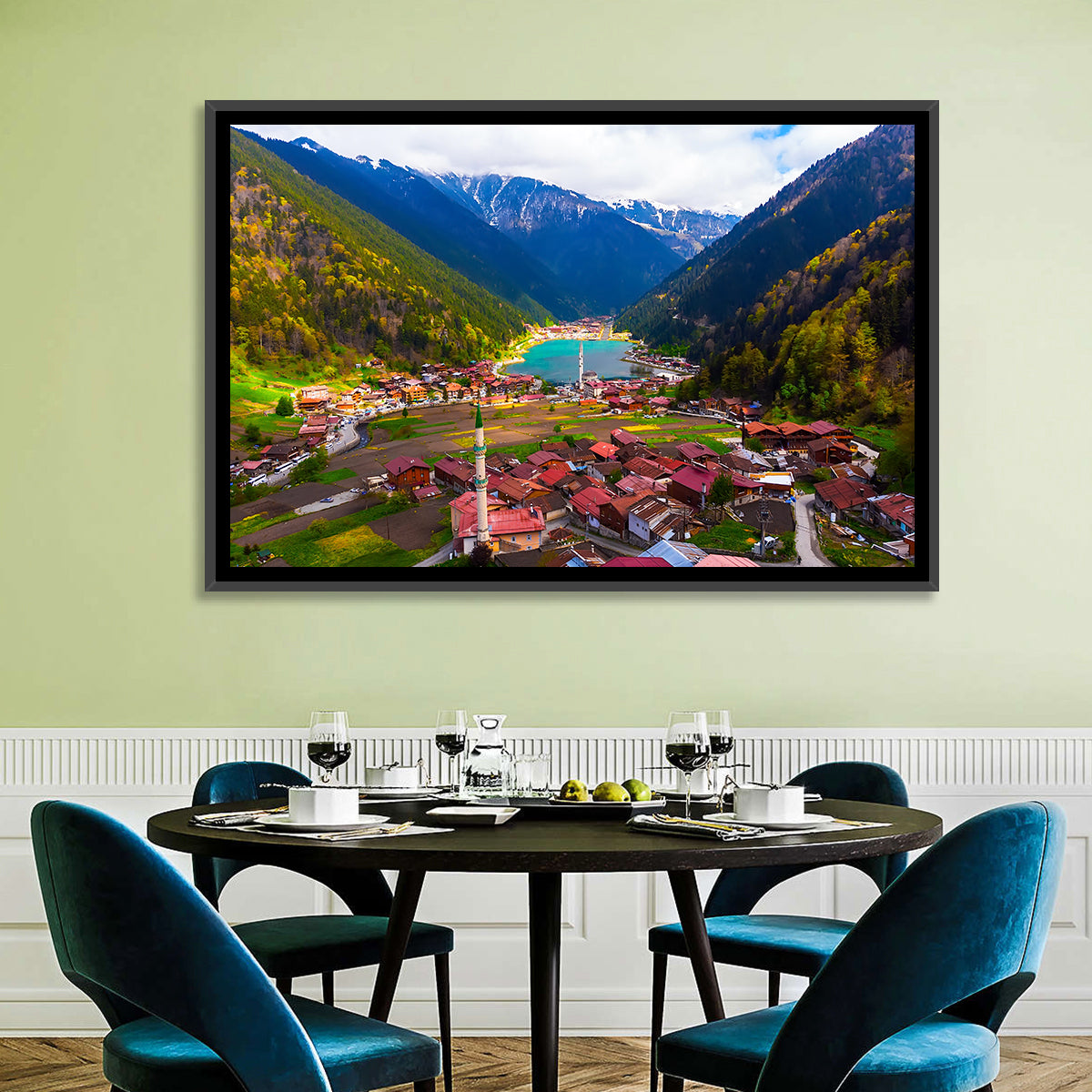 Uzungöl Village Overlook Wall Art in a room, landscape