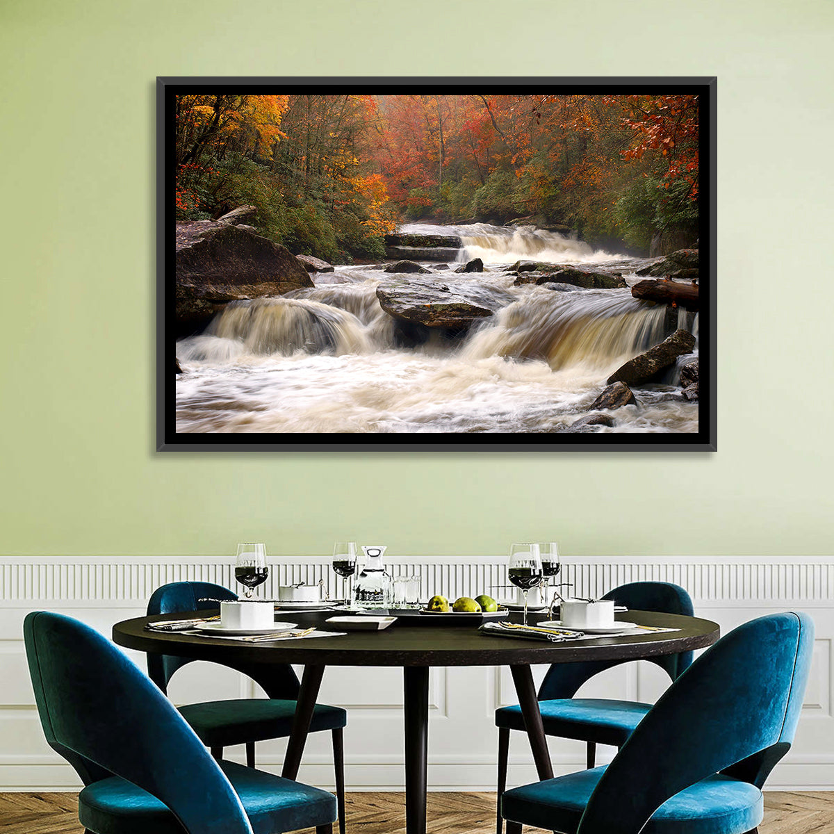 Carolina River in Autumn Wall Art in a room, landscape