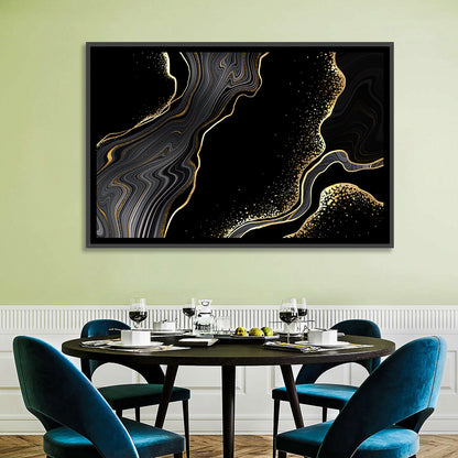 Black Marble with Gold Veins Wall Art
