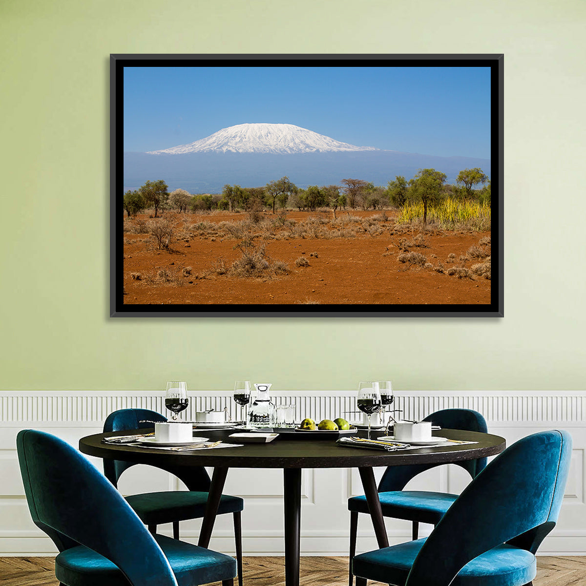 Mount Kilimanjaro Landscape Wall Art in a room, landscape