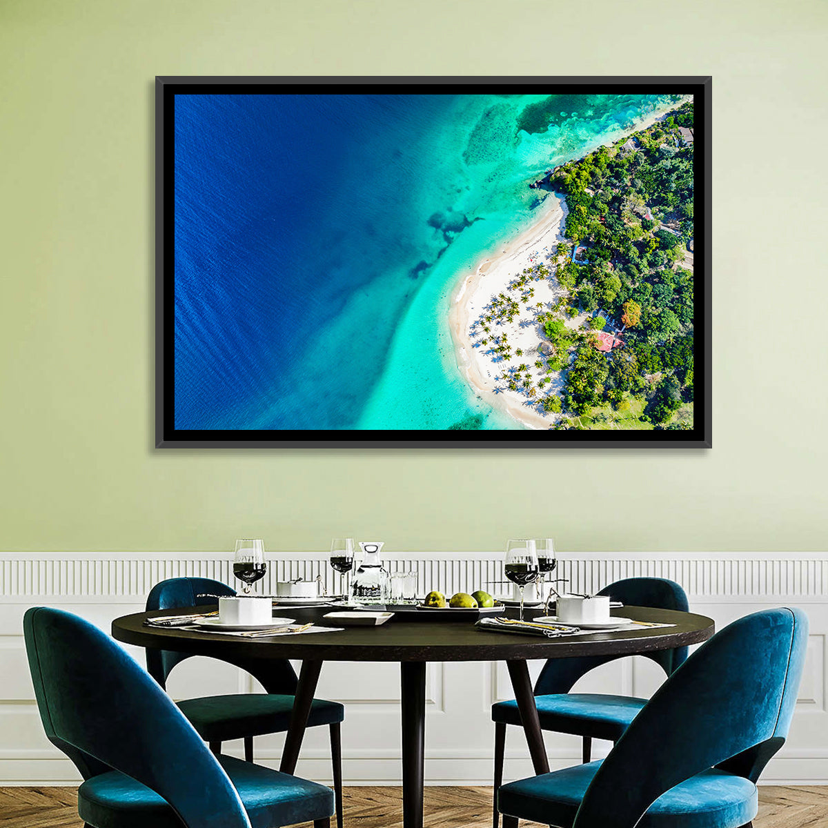 Cayo Levantado Aerial View Wall Art in a room, landscape