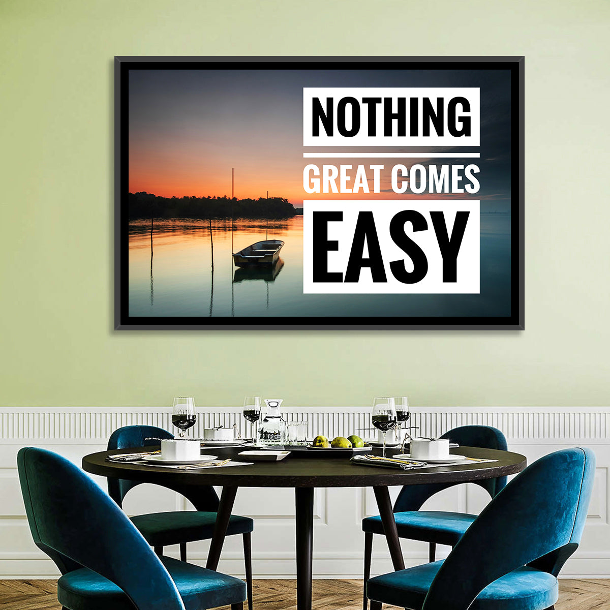 Nothing Great Comes Easy, Boat at Sunrise Wall Art