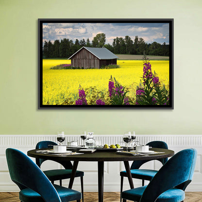 Finnish Barn in Yellow Field Wall Art