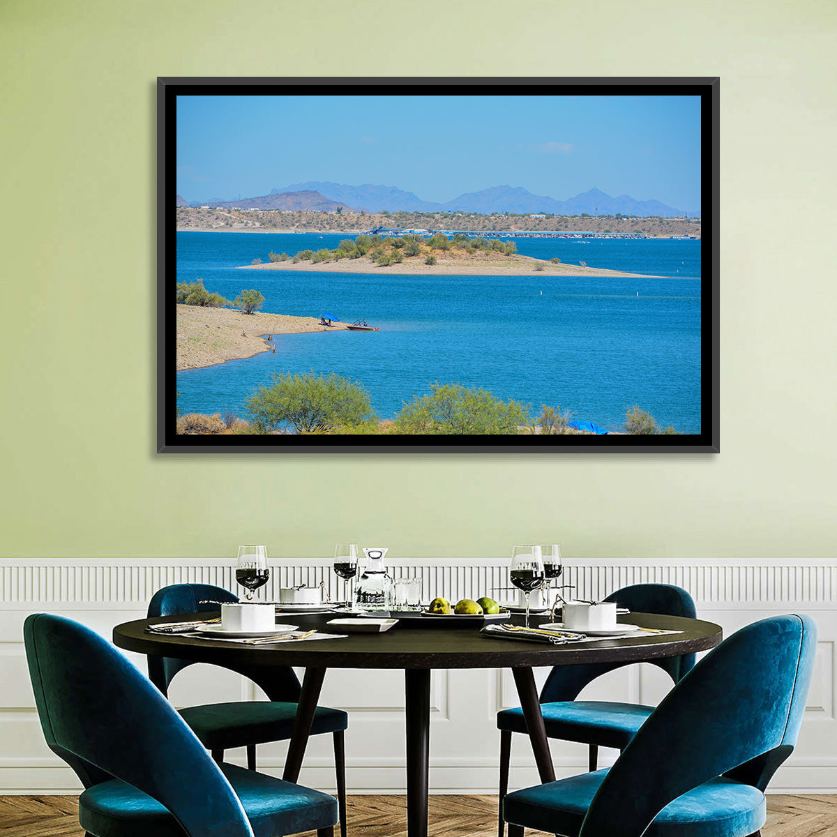 Lake Pleasant Shoreline with Boat Wall Art