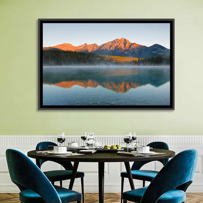 Patricia Lake and Mount Pyramid at Golden Hour Wall Art