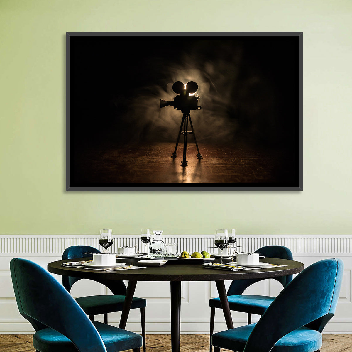 Backlit Vintage Movie Camera Wall Art