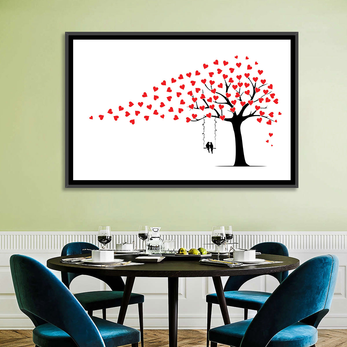 Heart Leaf Tree Silhouette Wall Art