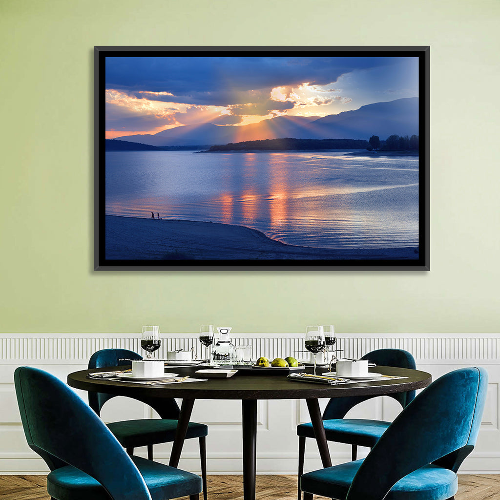 Lake Sunset with Silhouettes Wall Art