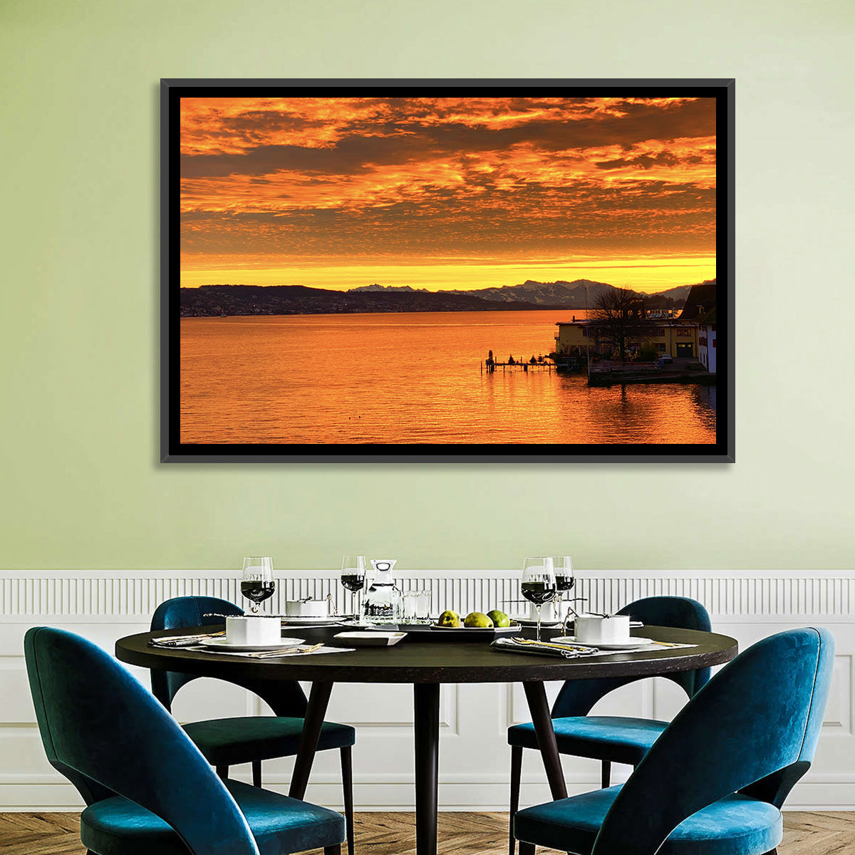 Lake Zurich Golden Sunset Wall Art