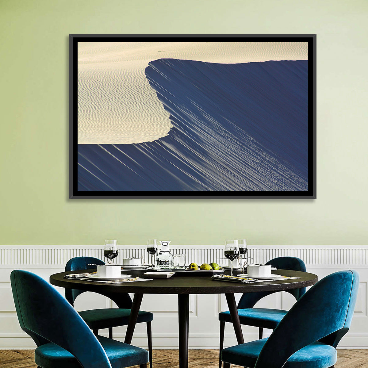 Minimalist Sand Dunes in Late Light Wall Art in a room, landscape