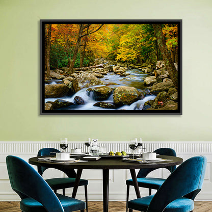 Autumn Stream Through Forest Wall Art