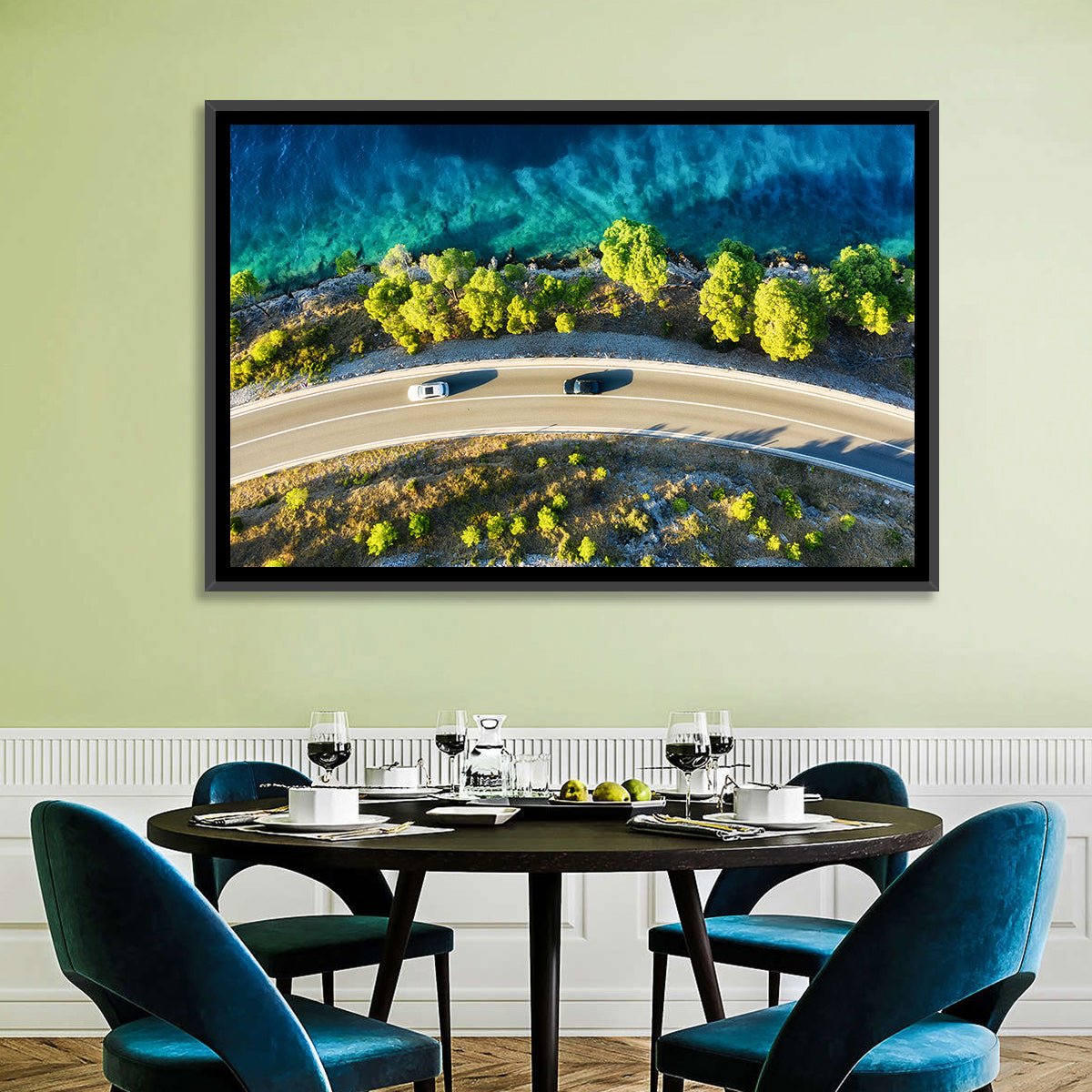 Coastal Highway Wall Art in a room, landscape