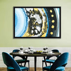 Planet Rings in Blue and Gold Wall Art