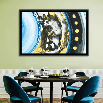 Planet Rings in Blue and Gold Wall Art