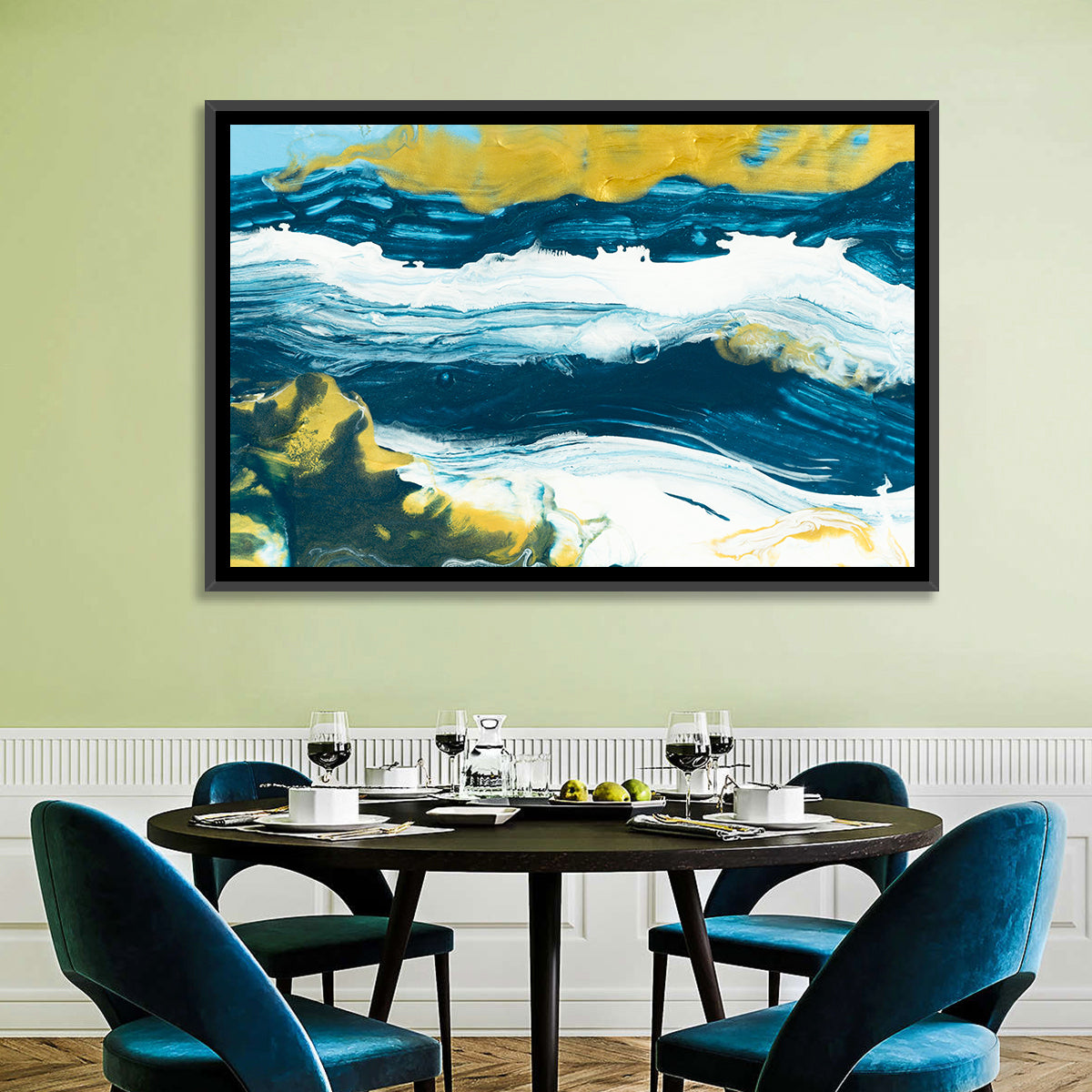 Flowing Streams with Gold Accents Wall Art