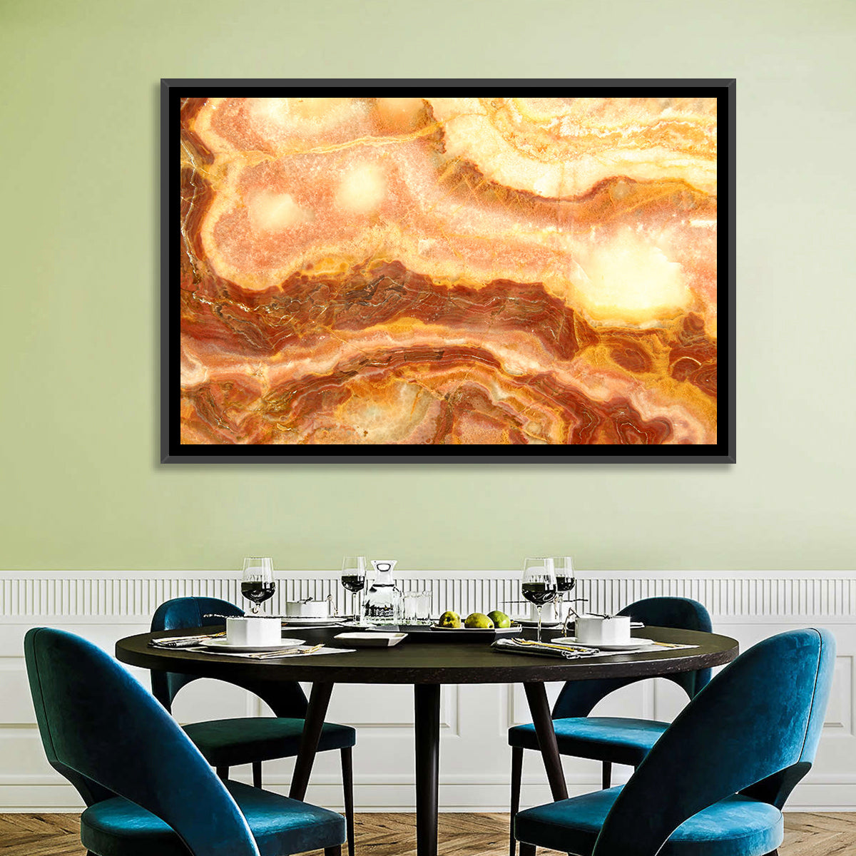 Golden Agate Stone Abstract Wall Art