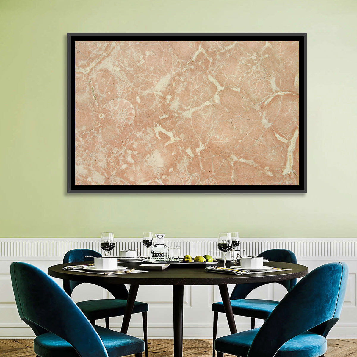 Fossil Veins Marble Study Wall Art in a room, landscape