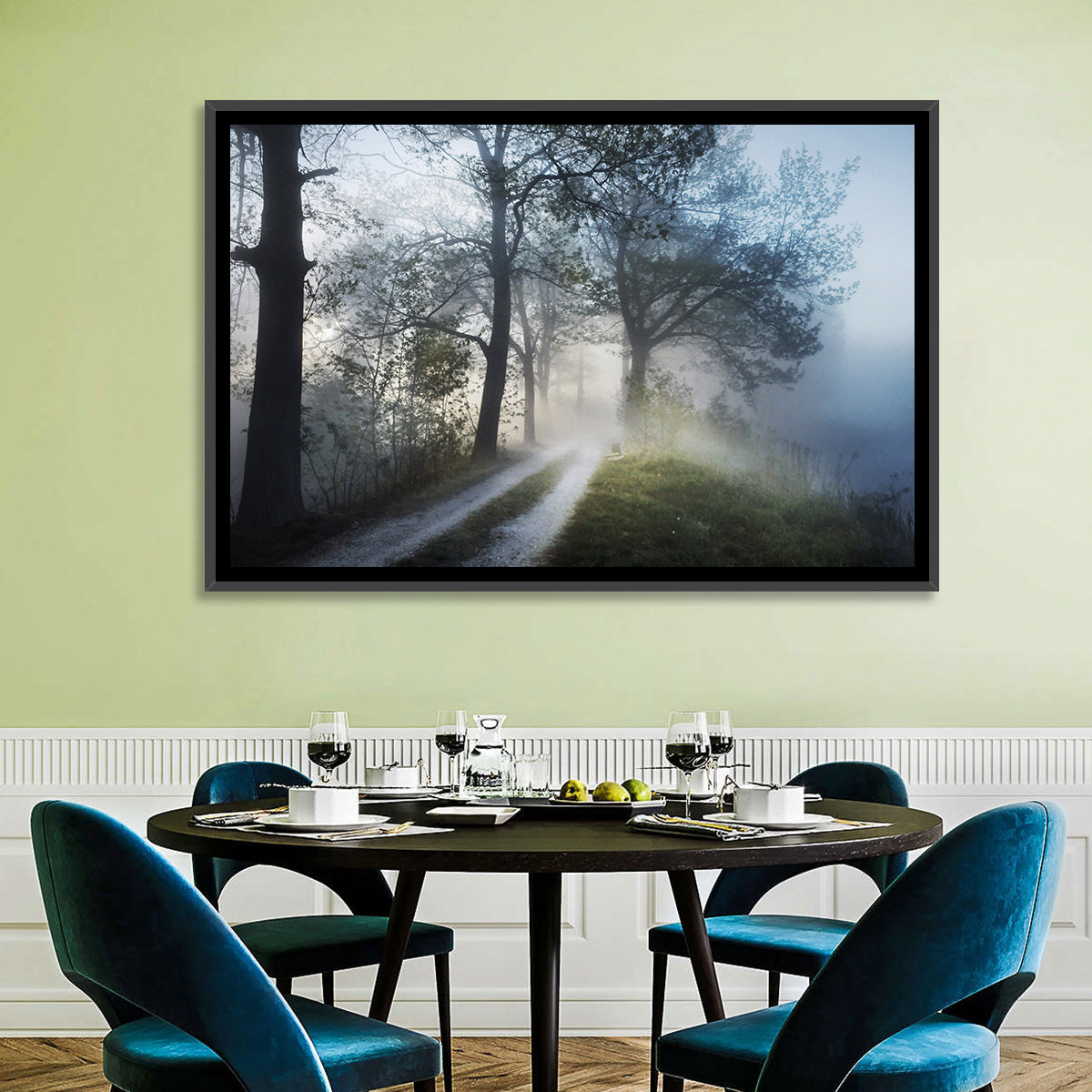 Foggy Forest Pathway Wall Art