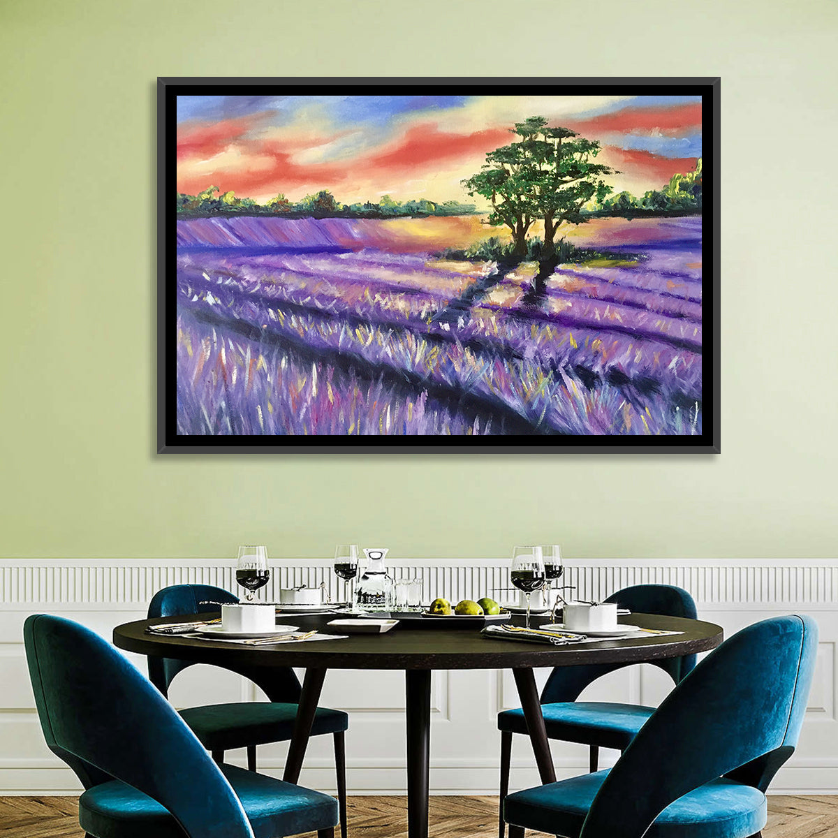 Lavender Field Sunset Wall Art