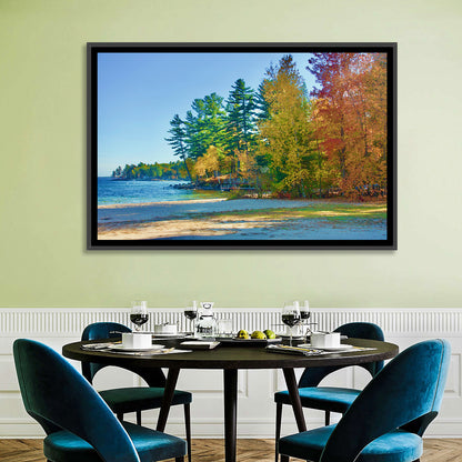 Sebago Lake Pier in Autumn Wall Art