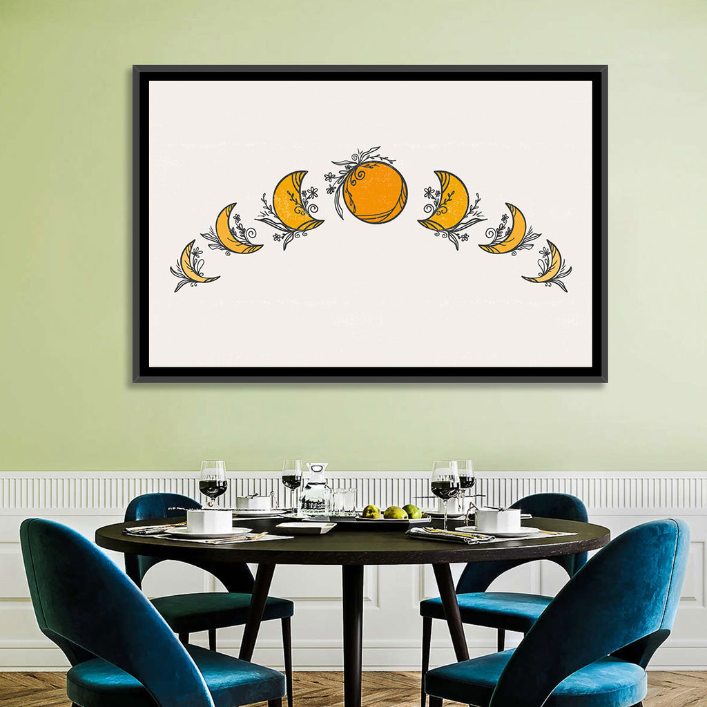 Lunar Phases Floral Arc Wall Art