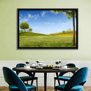 Green Sunflower Fields Wall Art