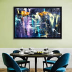 Impasto Waterfall in Blue and Purple Wall Art