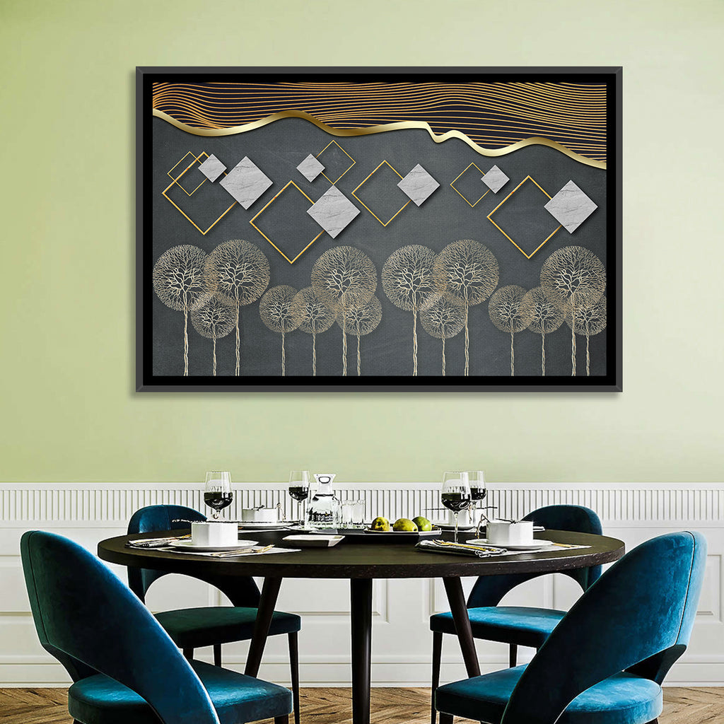 Gray and Gold Dandelion Wall Art