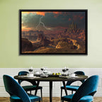 Dusk Storm Over Alien Fortress Wall Art