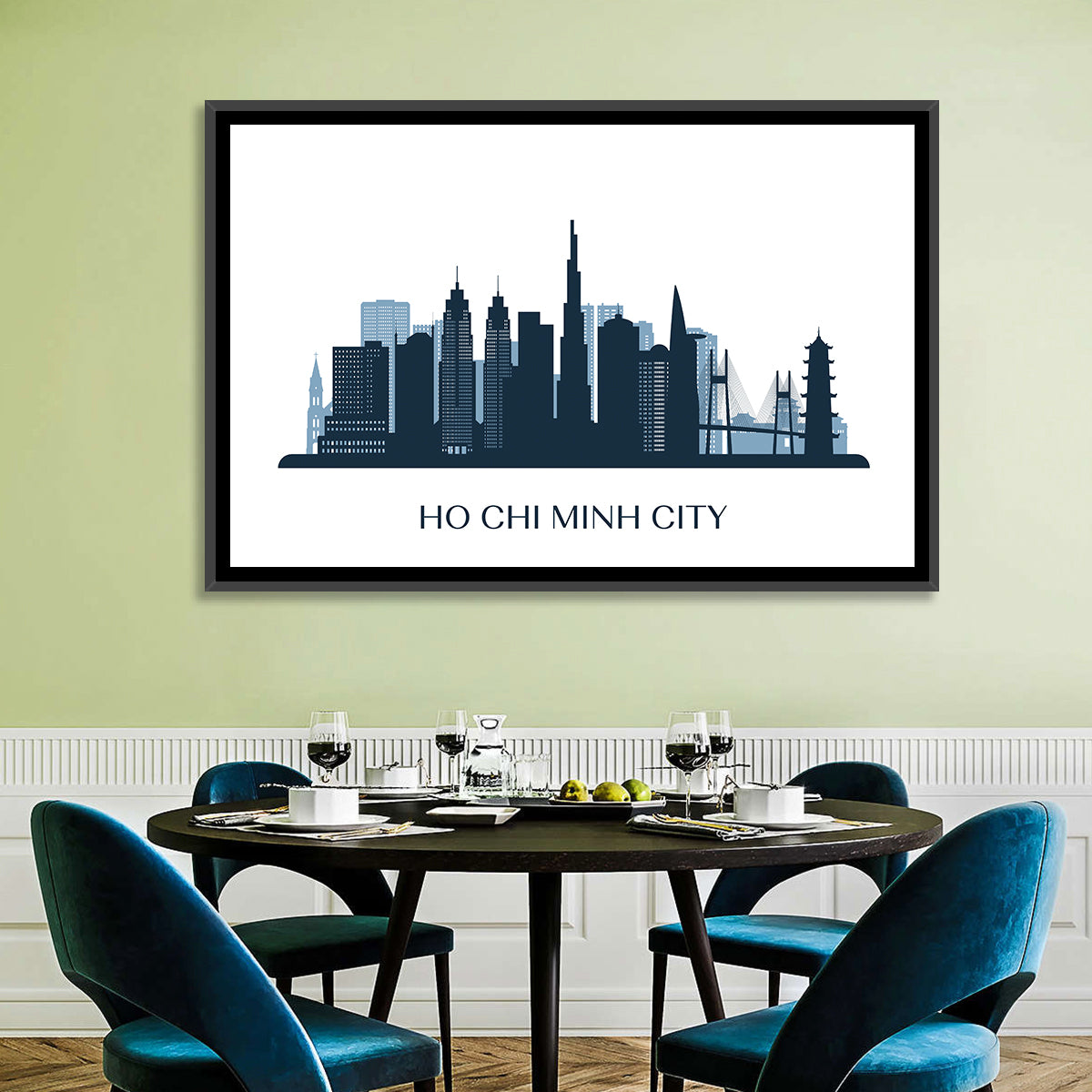Ho Chi Minh City Skyline Wall Art in a room, landscape