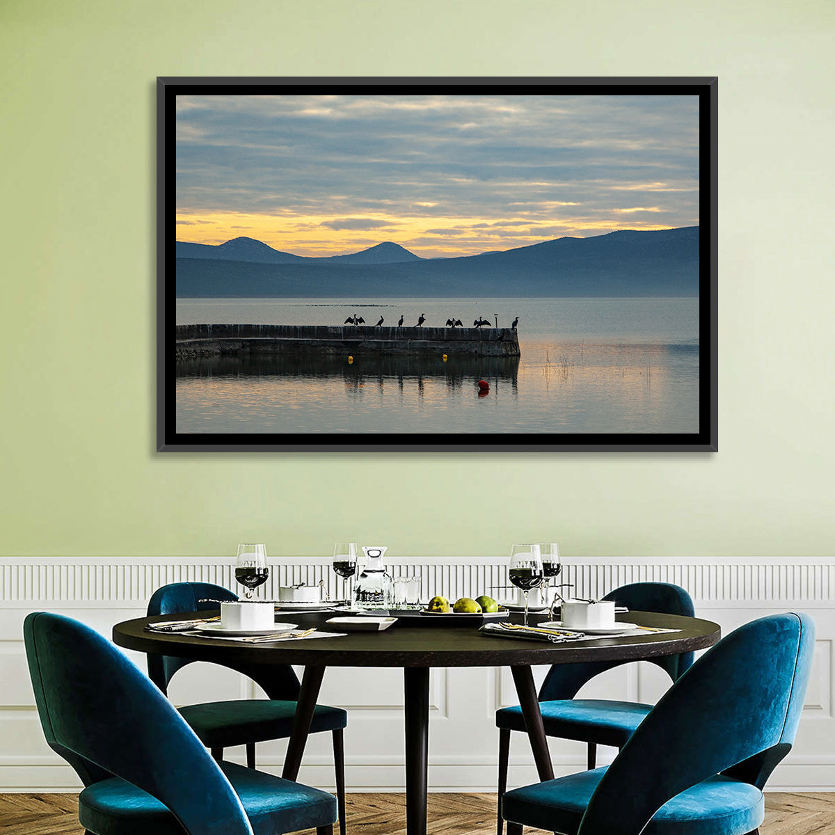 Lake Vrana Pier at Sunset Wall Art
