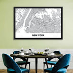 New York Street Grid Map Wall Art