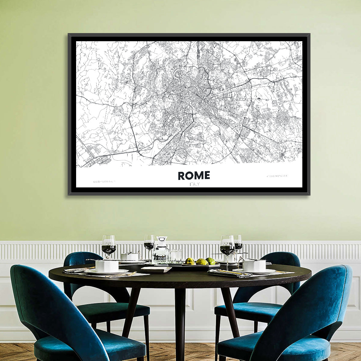 Rome City Map Wall Art in a room, landscape