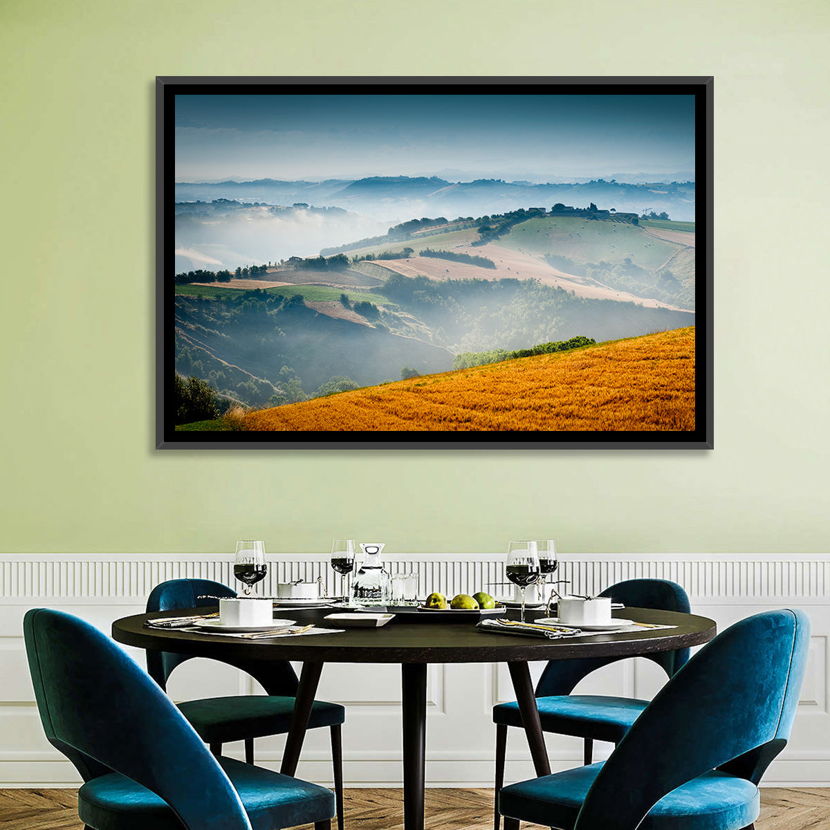 Morning Mist Over Tuscany Wall Art