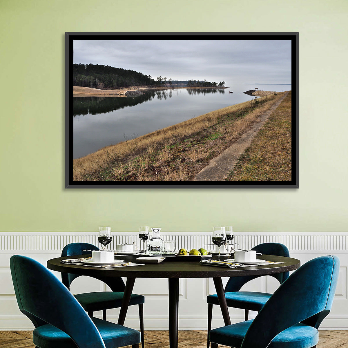 Sam Rayburn Dam Wall Art in a room, landscape