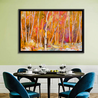 Autumn Birch Grove Painting Wall Art