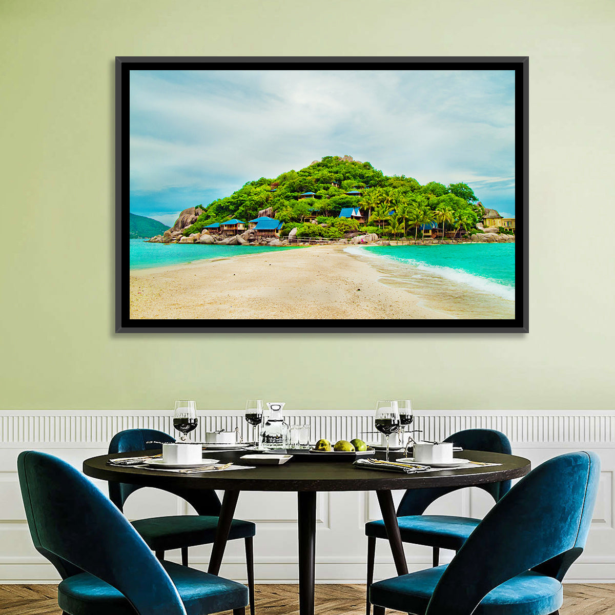 Koh Nang Yuan Sandbar Island Beach Wall Art in a room, landscape