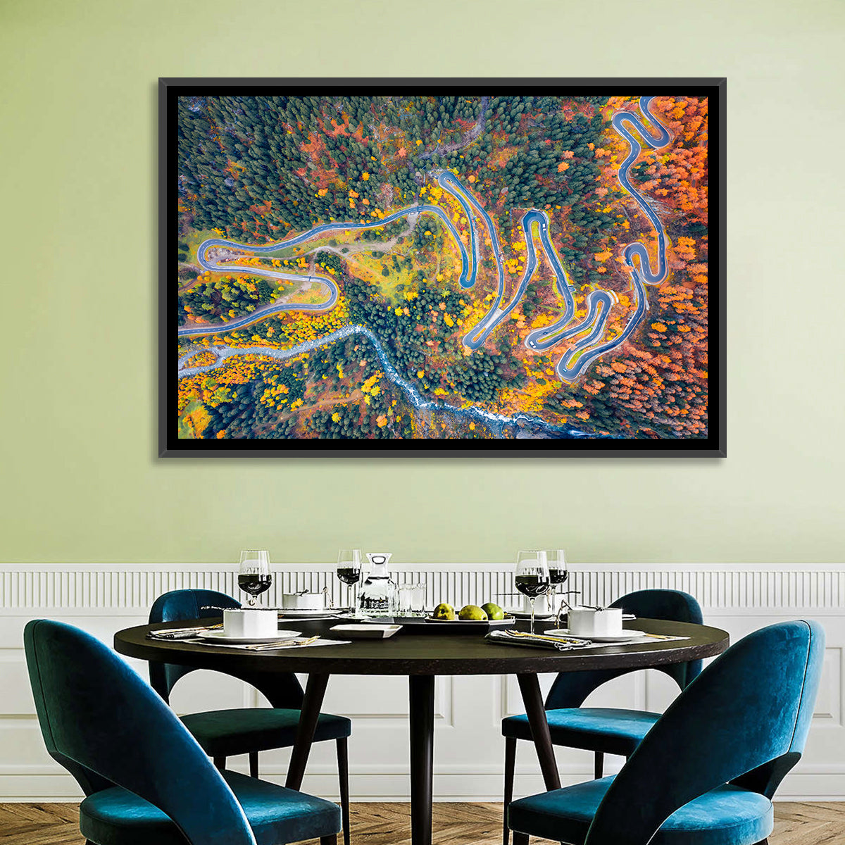 Maloya Pass Aerial View Wall Art in a room, landscape