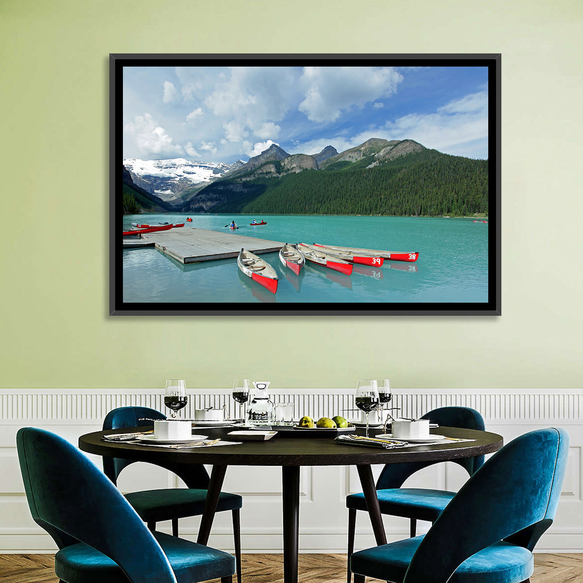 Red Canoes at Lake Louise Wall Art