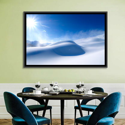 Sunlit Snow Dune Under Blue Sky Wall Art